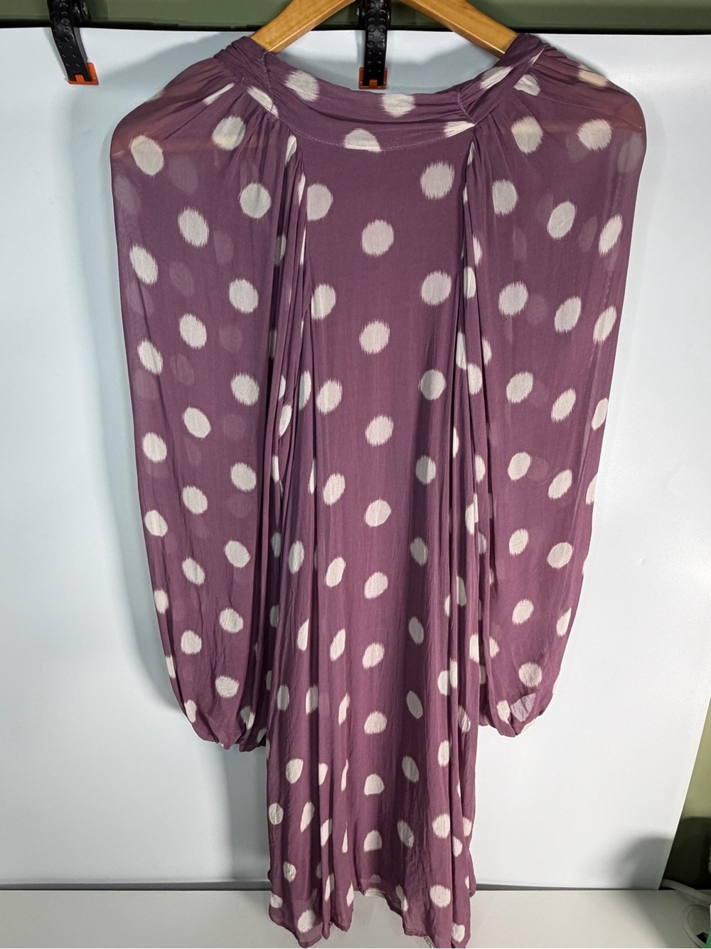Maeve Anthropologie Mauve Polka Dot Open Back Dress - XS